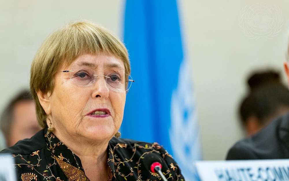 Michelle Bachelet,then High Commissioner for Human Rights of the United Nations, addresses the Human Rights Council at its 50th regular session On June 13, 2022-UN photo Jean Mark Ferre 