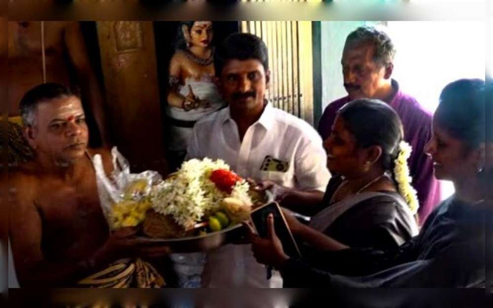 At the Hindu temple in Thulasendrapuram, the ancestral village of Kamala Harris, in Tamil Nadu, India, locals offer prayers and conduct a special ritual for Harris whom they refer to as the daughter of the land, Nov. 5, 2024.